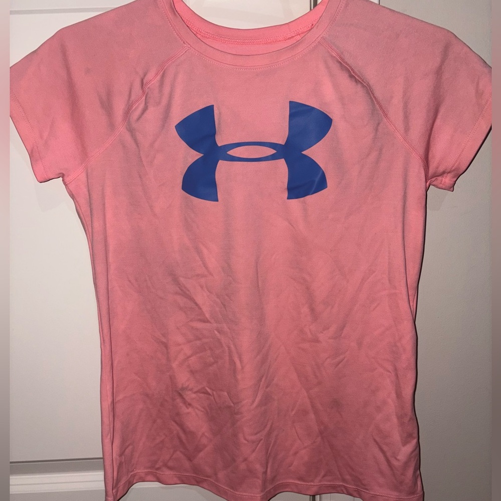 Under Armour Kids Pink and Blue Short Sleeve Tee